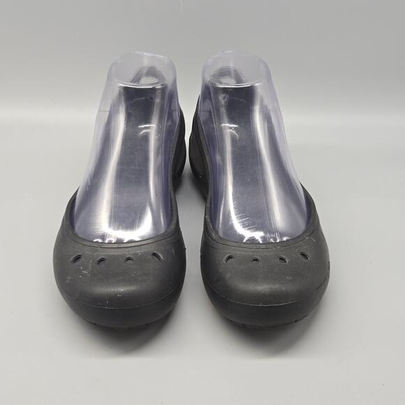 Crocs Mary Jane Kadee Size 7 Black Slip On Rubber Ballet Flats Shoes - Picture 3 of 11